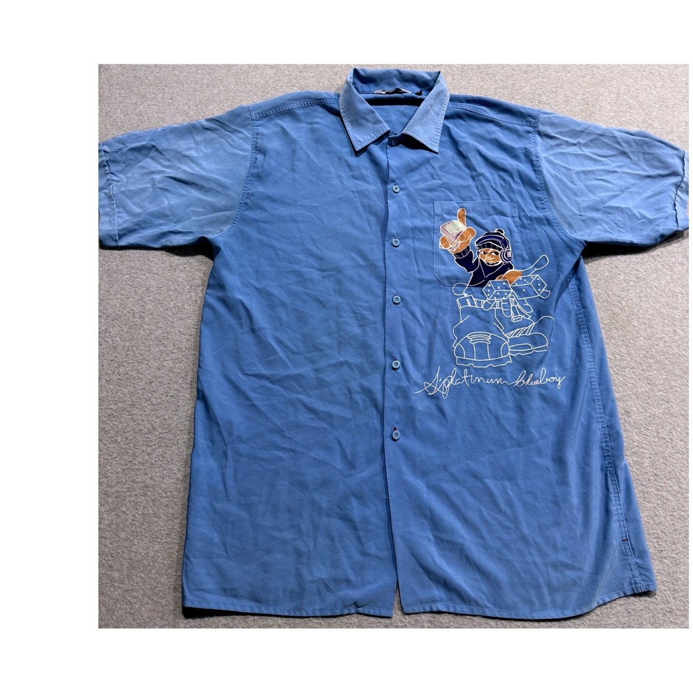 Blue Boy Platinum Blueboy Vintage Y2K Streetwear Graphic Button Down Shirt 2XL